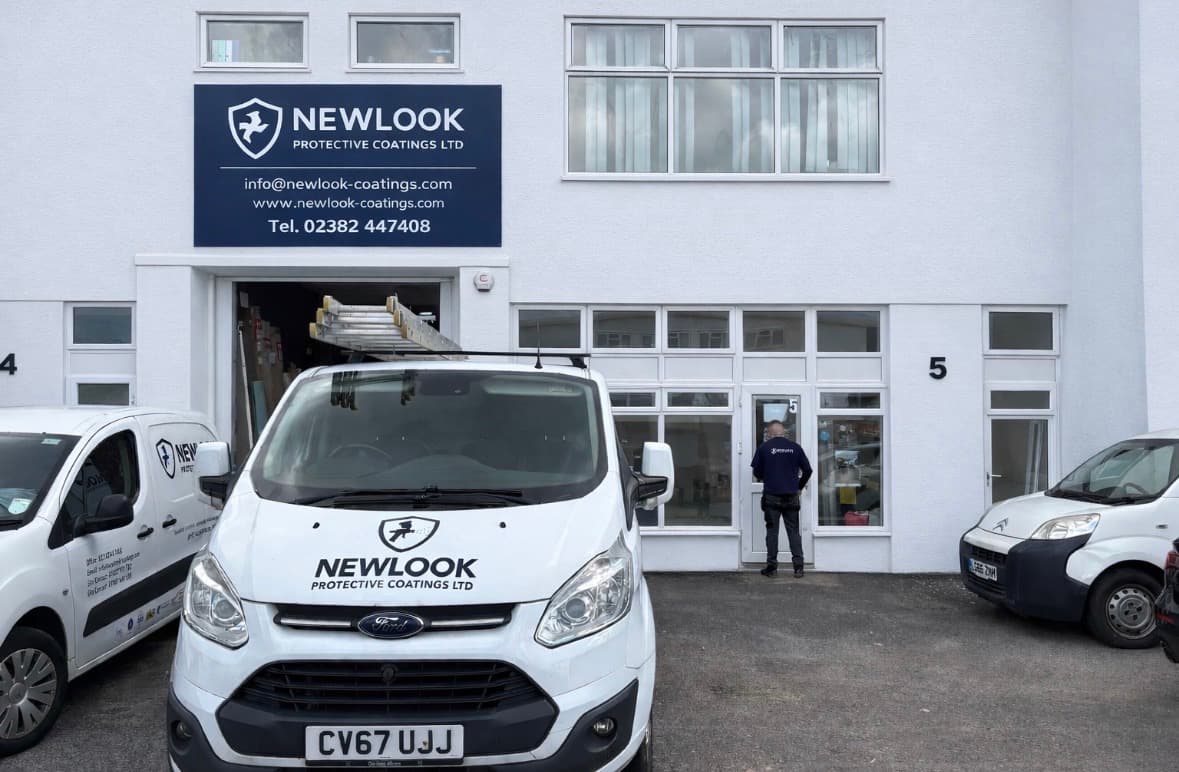 Newlook Protective Coatings branded vans outside the company premises
